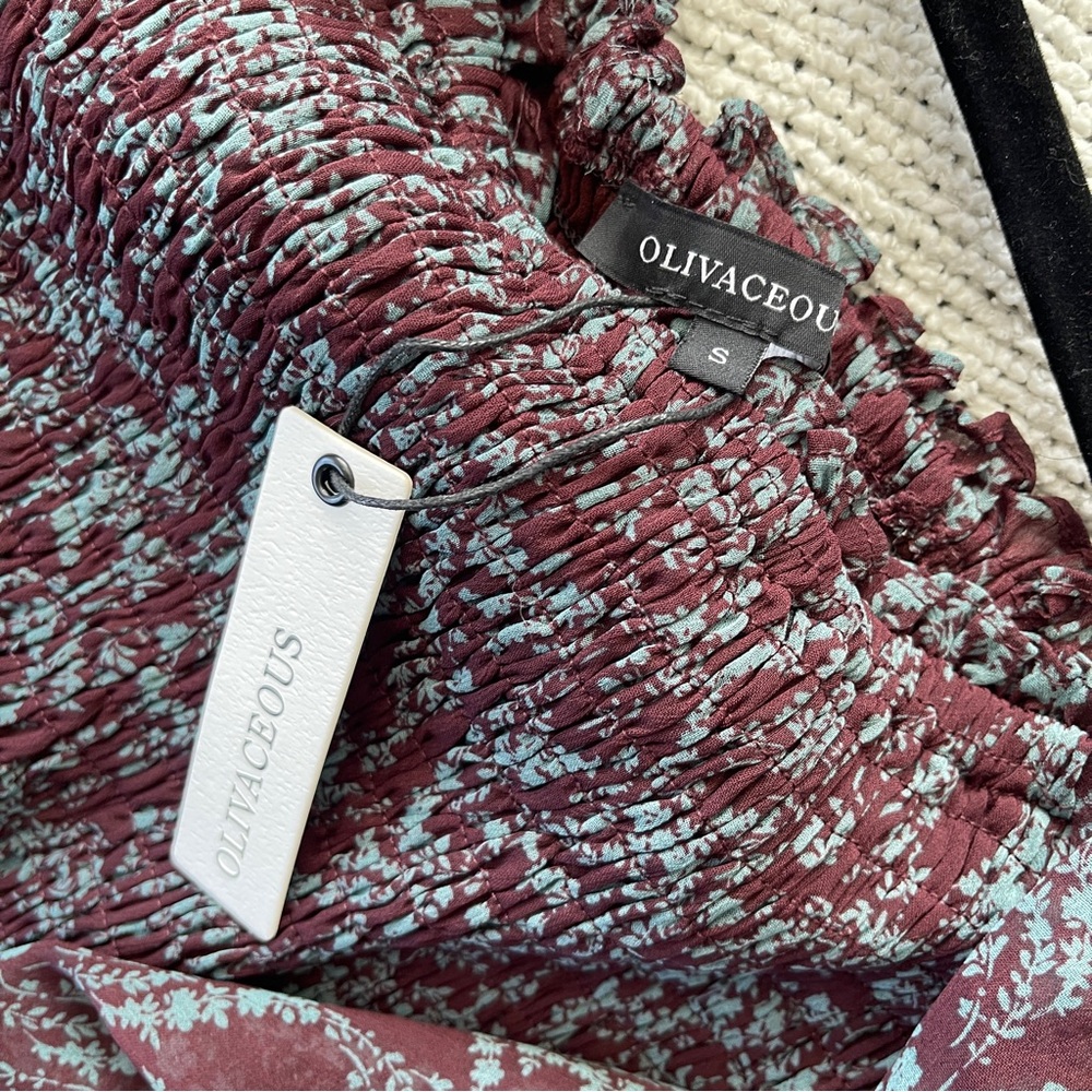 OLIVACEOUS Floral Print ruffle Women's mini Dress S NWT - Picture 5 of 5